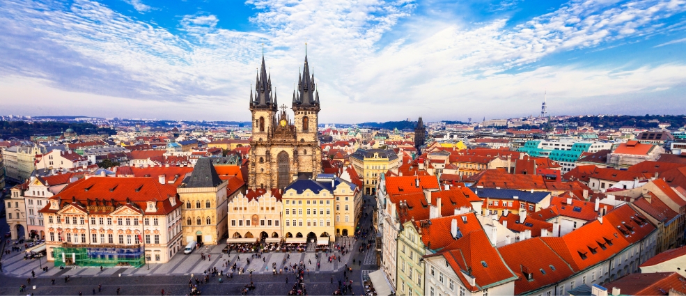 Red roofs of Prague in Czechia